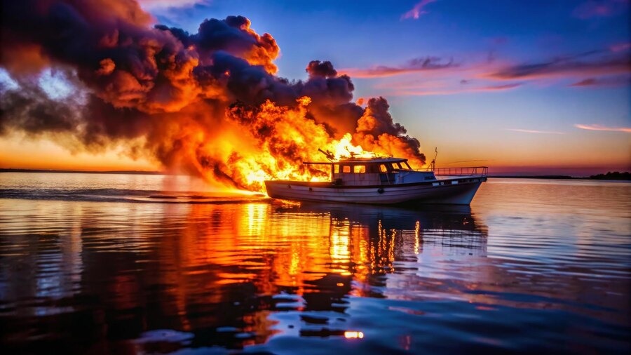 boat fire alton marina illinois 2017